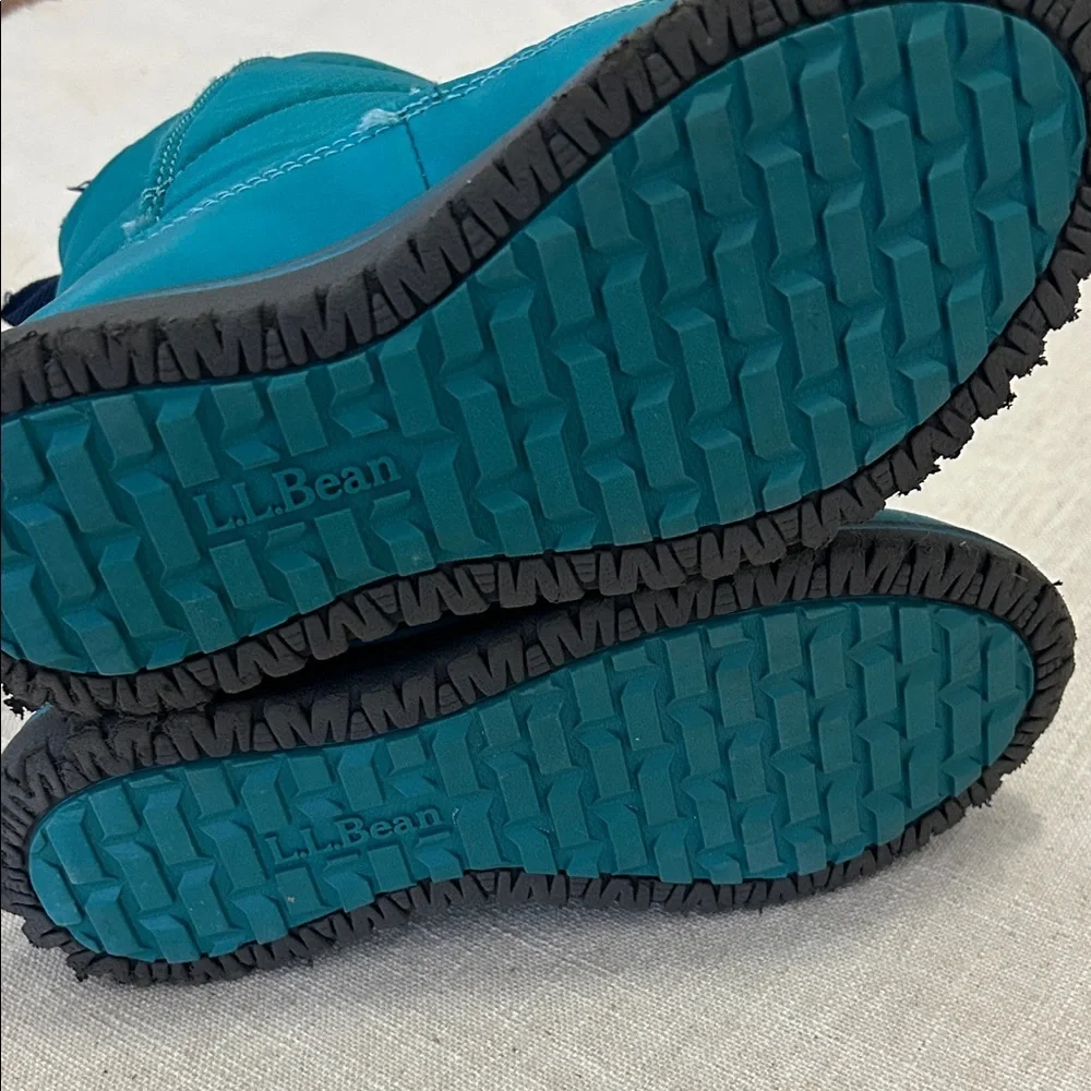 L.L. Bean Ultralight Quilted Snow Boots Kids Size 13 Aqua Fleece Lined Winter